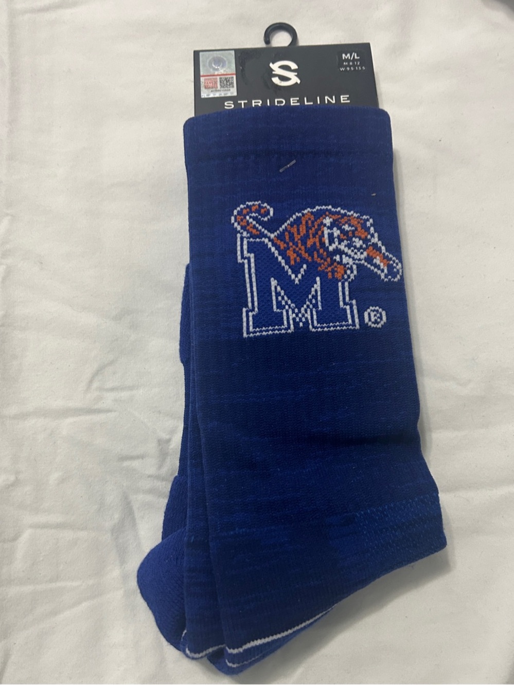 Memphis Tiger Royal Blue Athletic Crew Socks with Team M Logo